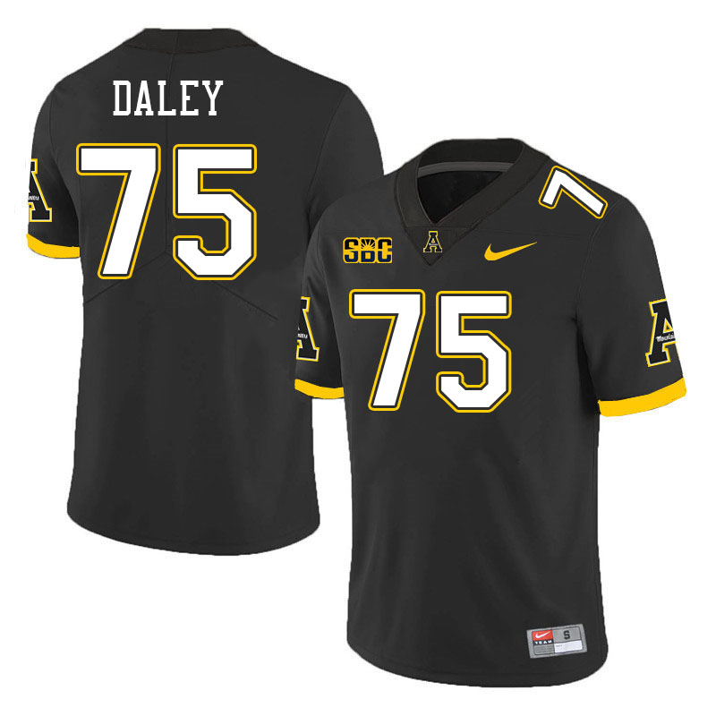 Men #75 Damion Daley Appalachian State Mountaineers College Football Jerseys Stitched Sale-Black - Click Image to Close